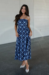 Mariana Floral Maxi Dress-Navy