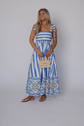 Chloe Striped Maxi Dress-Blue Multi