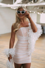 Rhinestone Mesh Mini Dress
