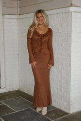 Crew Maxi Skirt-Brown