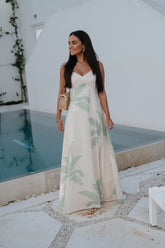 Palm Tree Maxi Dress-Green