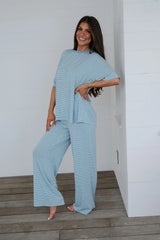 Garrison Striped Pants Set-Blue