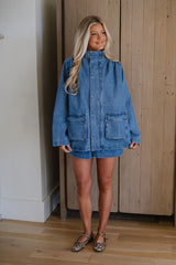 Fallon Wide Leg Shorts-Denim