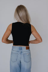 Classic Sleeveless Ribbed Top-Black