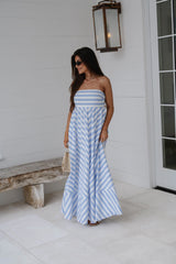 Rome Striped Maxi Dress-Blue