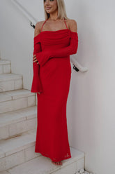 Addyson Mesh Maxi Dress-Red