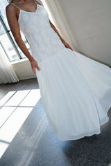 Elegant Rose Textured Maxi Dress-Ivory