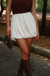 Raine Balloon Mini Skirt-Cream