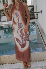 Ansley Maxi Halter Dress-Terracotta