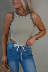 Arabella Sleeveless Knit Top-Olive