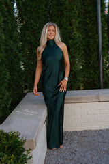 Morgan Halter Maxi Dress-Hunter Green