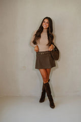 Charolette Belted Mini Skirt-Brown