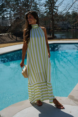 Kylie Striped Maxi Dress-Lime