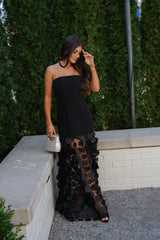 Lunden Textured Maxi Dress-Black