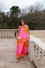Glena Floral Maxi Dress-Pink/Orange
