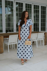 Polka Dot Maxi Dress-Blue