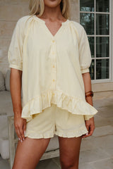 Selena Gingham Shorts Set-Yellow
