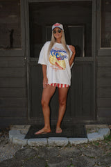 Moroney Striped Shorts-Natural/Red