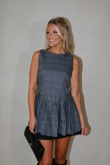 Dean Plaid Top-Grey