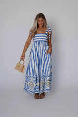 Chloe Striped Maxi Dress-Blue Multi
