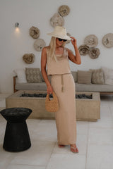 Satin Maxi Skirt Set-Bronze