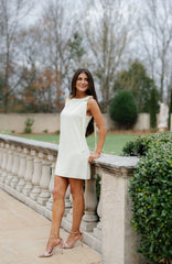 Bow Shoulder Mini Dress-Butter
