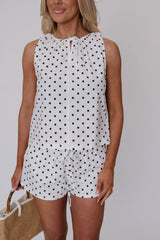 Lindsey Polka Dot Top-White/Black