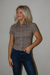 Lorane Button Up Top-Olive