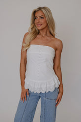 Cecilia Strapless Top-White