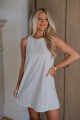 Porter Striped Mini Dress-Black/White