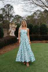 Mollie Tiered Maxi Dress-Off White/Jade
