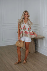Joelle Floral Tiered Top-Cream Multi