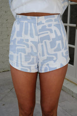 Pastel Dolmen Shorts Set-Blue