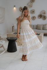Lane Smocked Eyelet Maxi Dress-Natural