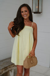 Ellis Contrast Stitch Mini Dress-Yellow