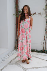 Sylvie Floral Scarf Maxi Dress-Pink