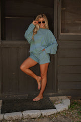 Kennedy Striped Shorts Set-Green/blue