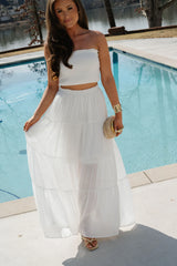Jenni Tiered Skirt Set-White