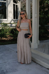 Jenni Tiered Skirt Set-Taupe