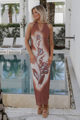 Ansley Maxi Halter Dress-Terracotta