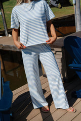Sam Striped Pants Set-Light Blue