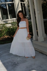 Jenni Tiered Skirt Set-White