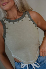 Arabella Sleeveless Knit Top-Olive