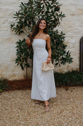 Stripes Strapless Maxi Dress-Multi