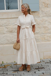 Claudia Tiered Maxi Dress-Cream