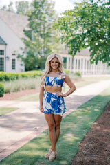Rio Tassel Shorts Set- White/Blue