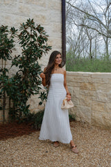 Stripes Strapless Maxi Dress-Multi