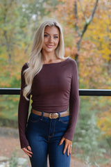 Hazel Boatneck Top-Brown