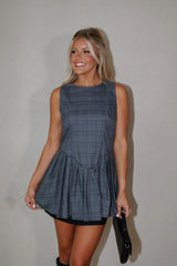 Dean Plaid Top-Grey
