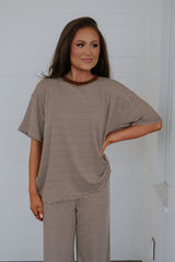 Garrison Striped Pants Set-Brown